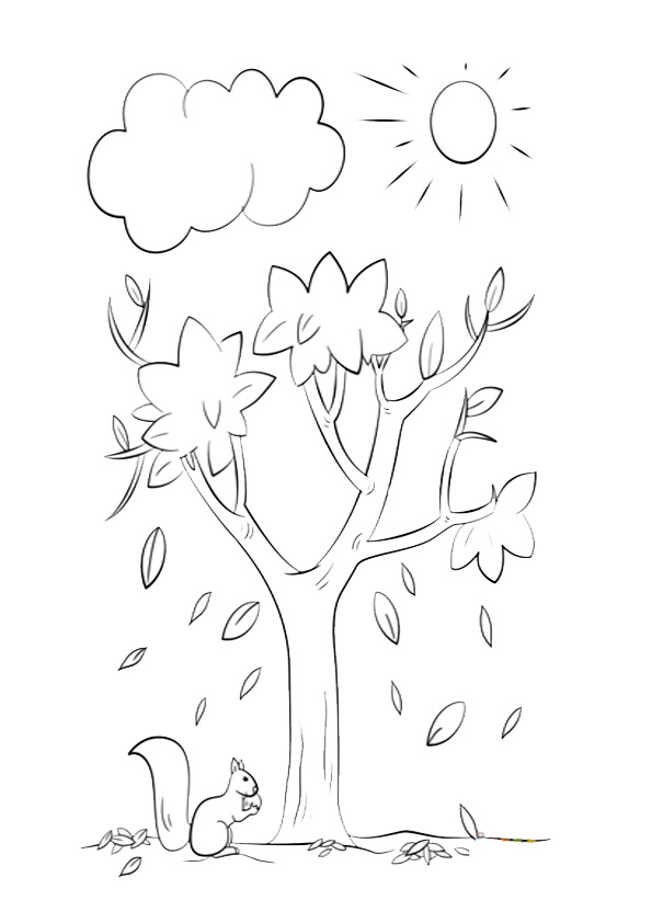 Coloring Pages | Autumn Tree Coloring Page